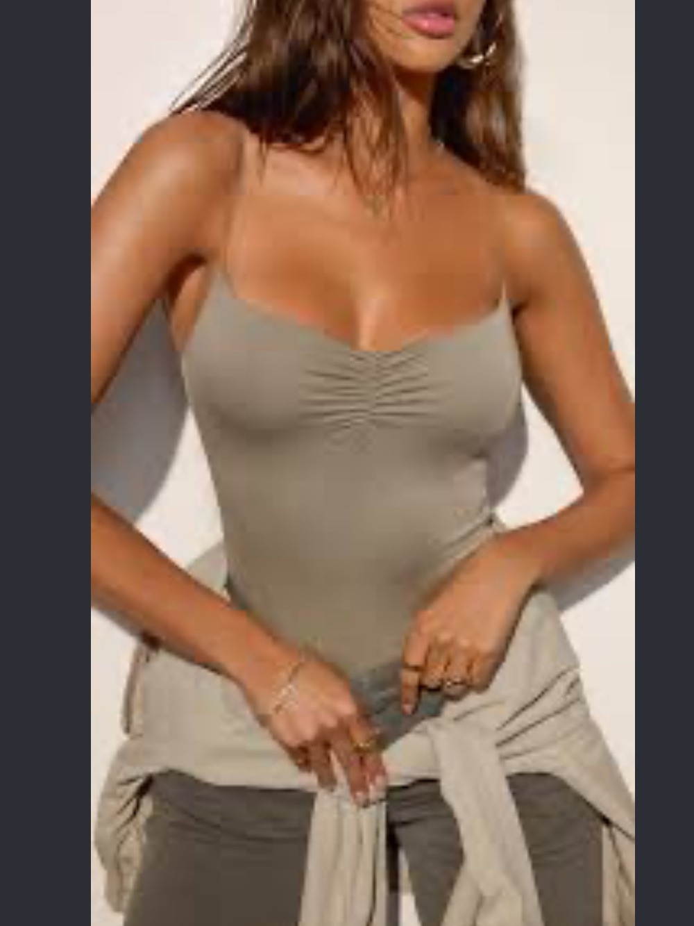 Joah brown cinched cami tank